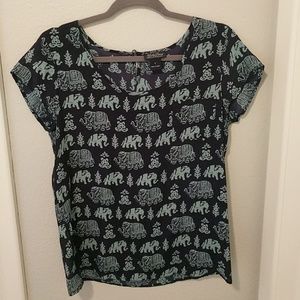 Silk elephant print top